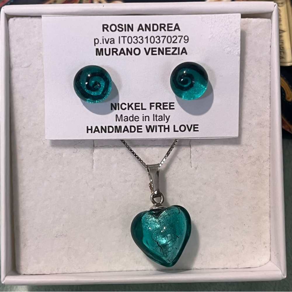 Genuine Italian made glass earring and necklace set